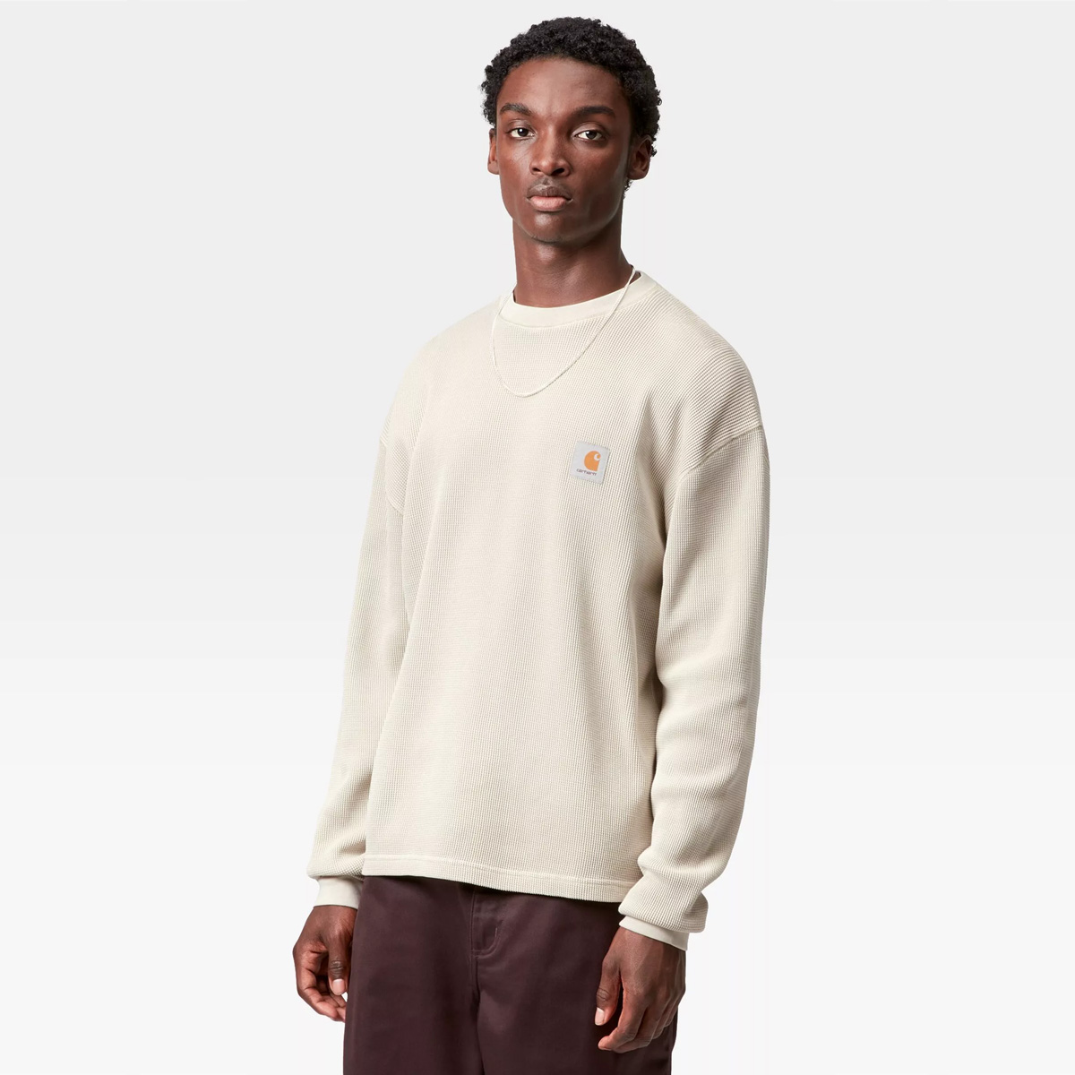 Carhartt WIP Vista Waffle Longsleeve T-Shirt Fleur De Sel Garment Dyed