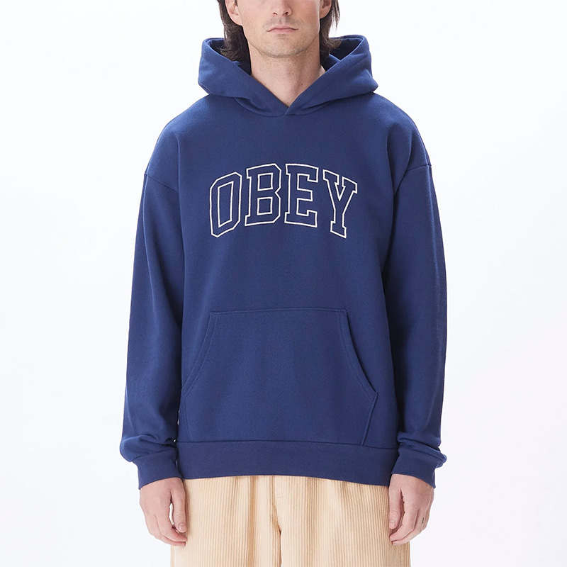 Obey Institute Extra Heavy Hooded Sweater Academy Navy Obey Institute Extra Heavy Hooded Sweater Academy Navy