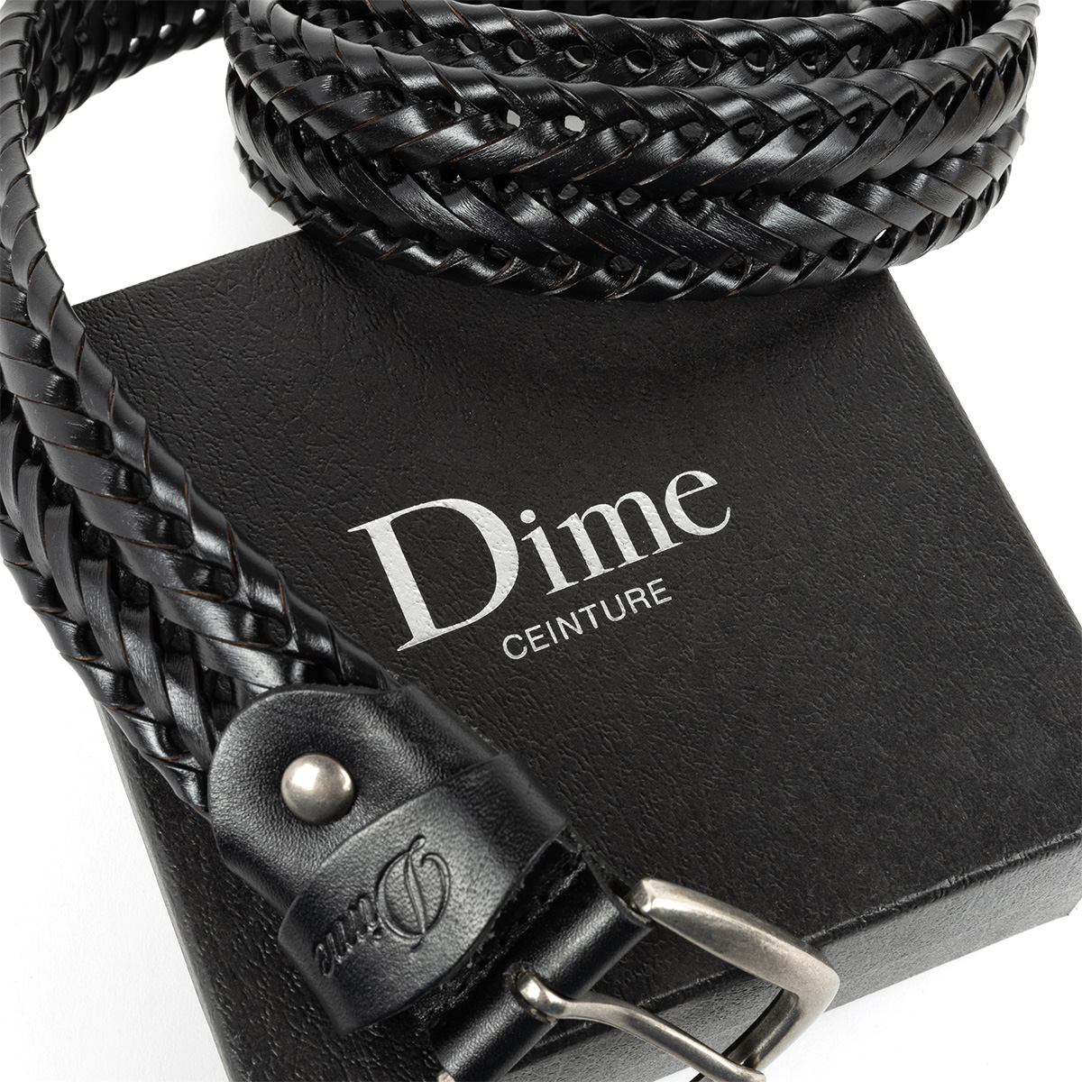 Dime Braided Leather Belt Black Dime Braided Leather Belt Black