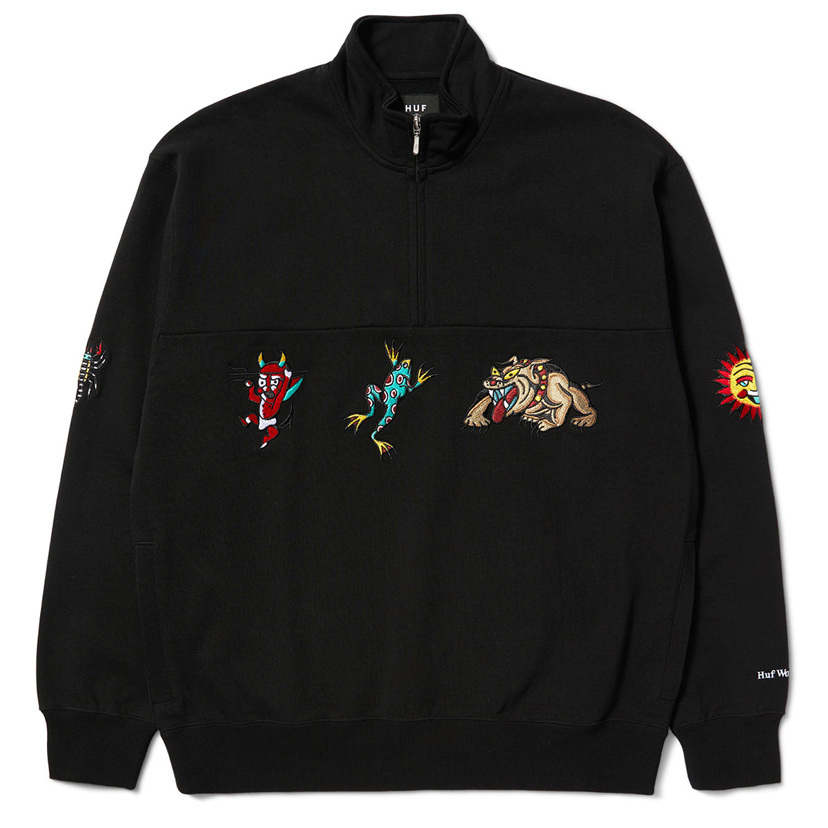 HUF Bledsoe Quarter Zip Fleece Sweater Black HUF Bledsoe Quarter Zip Fleece Sweater Black