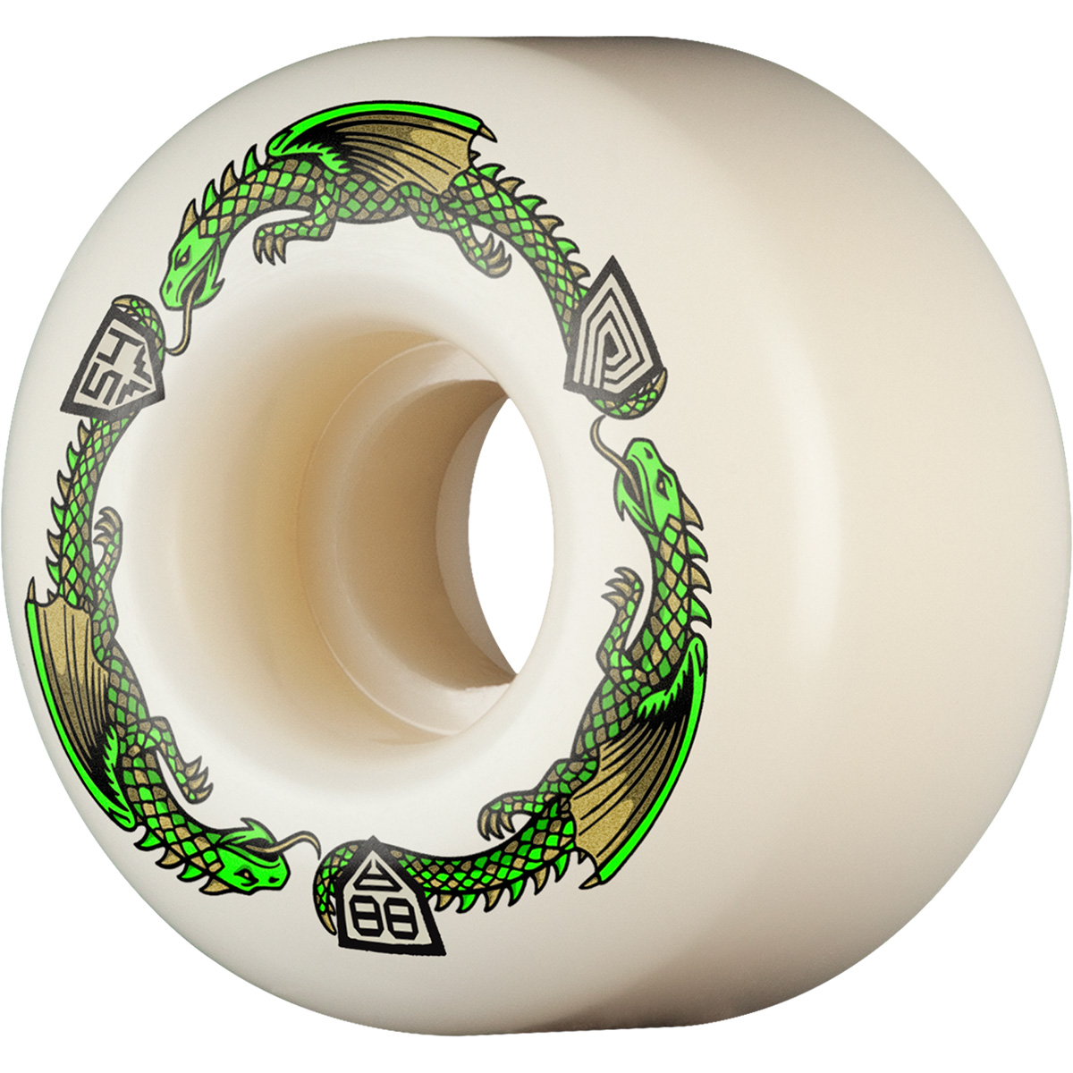 Powell Peralta Dragon Formula V4 Wide Wheels White/Green 88A 54mm x 34mm