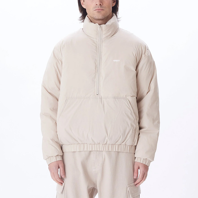 Obey Studio Mock Neck Anorak Jacket Silver Grey