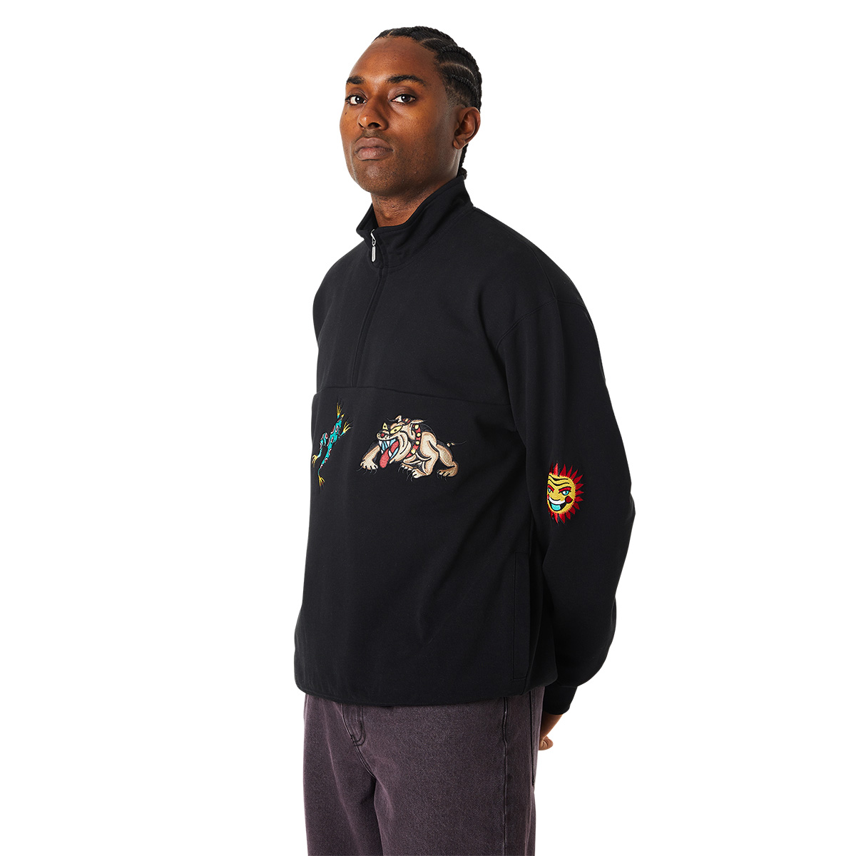 HUF Bledsoe Quarter Zip Fleece Sweater Black HUF Bledsoe Quarter Zip Fleece Sweater Black