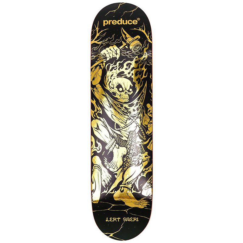 Preduce x Montemith Lert Saeri Mellow Concave Skateboard Deck Gold Foil 8.0