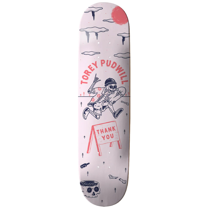 Thank You Torey Pudwill Zapped Skateboard Deck Pink 8.25