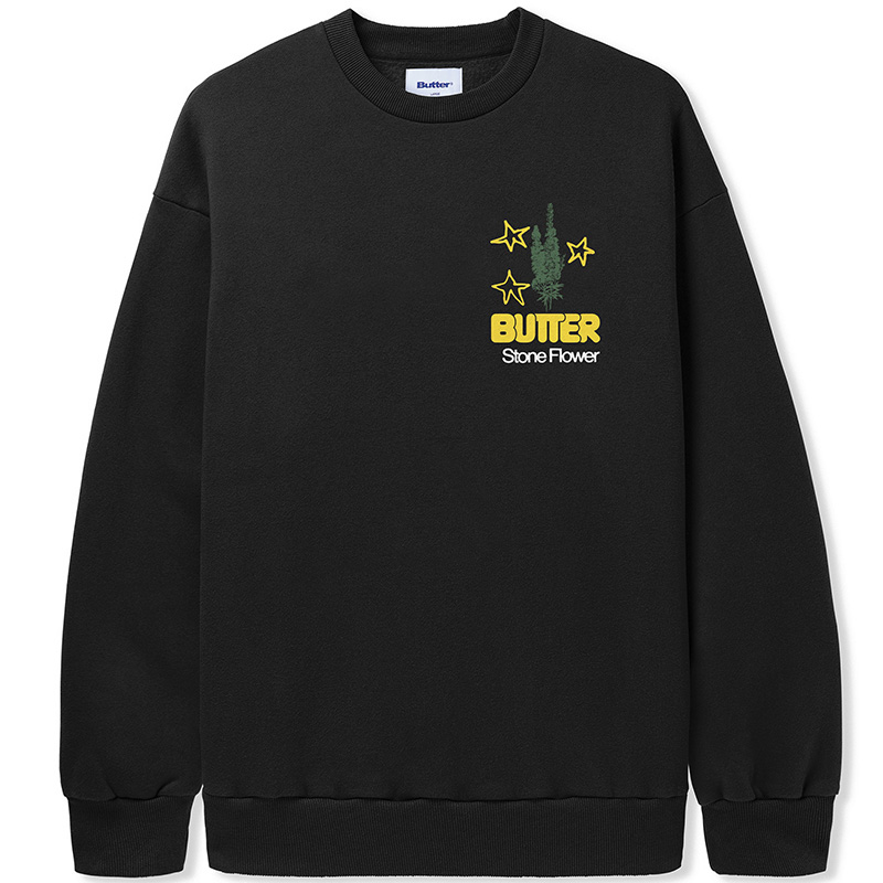 Butter Goods Stone Flower Crewneck Sweater Black