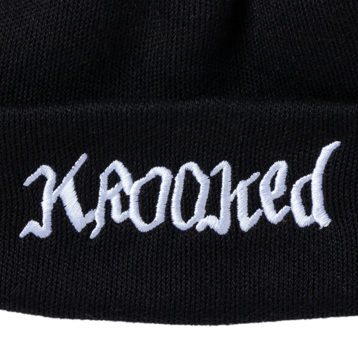 Krooked Cuff Beanie Double Ok Script Black Krooked Cuff Beanie Double Ok Script Black