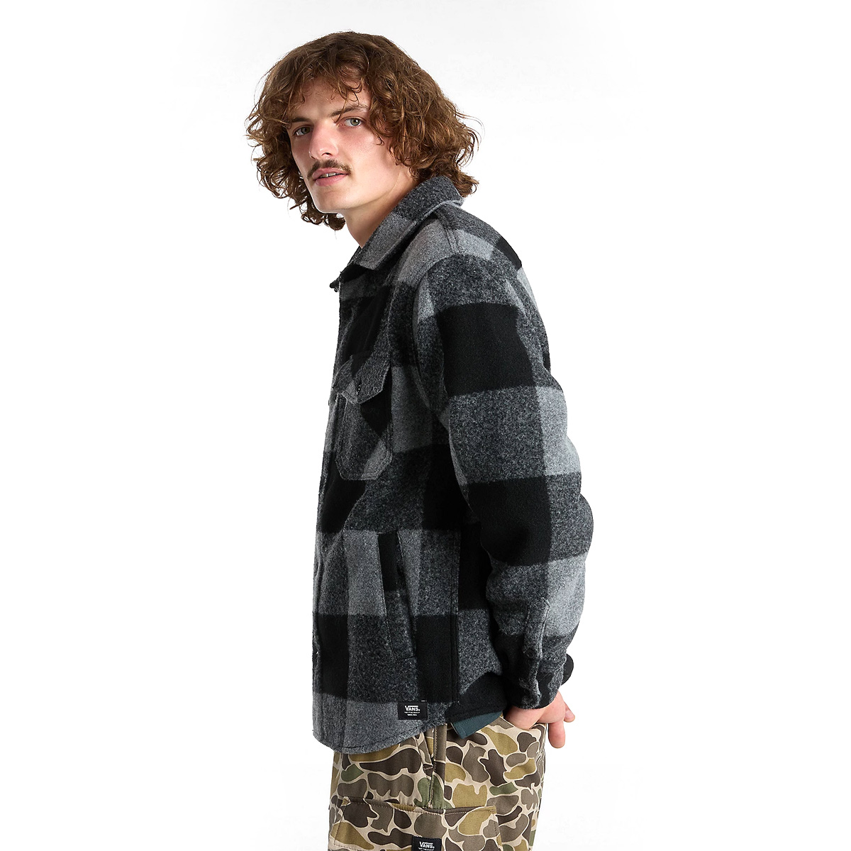 Vans Denby Fuzzy Shacket Jacket Black/Drizzle Vans Denby Fuzzy Shacket Jacket Black/Drizzle