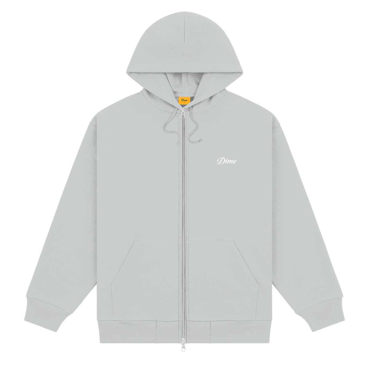 Dime Cursive Zip Hoodie Stone Silver