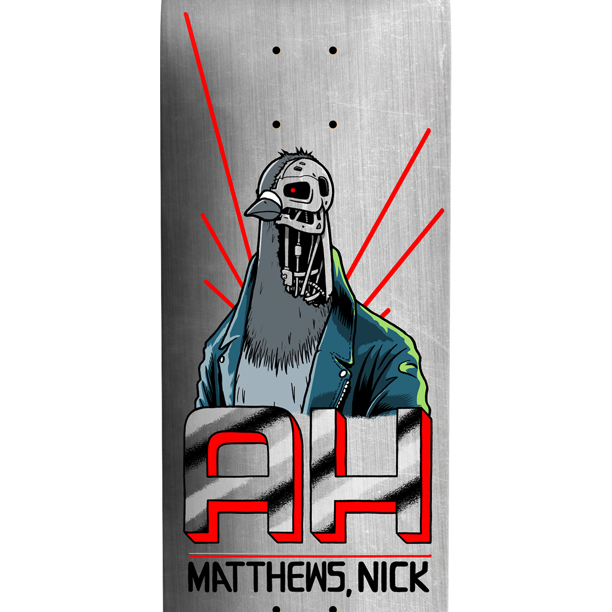 Anti Hero Nick Matthews The Pigeonator Skatboard Deck Silver 8.25