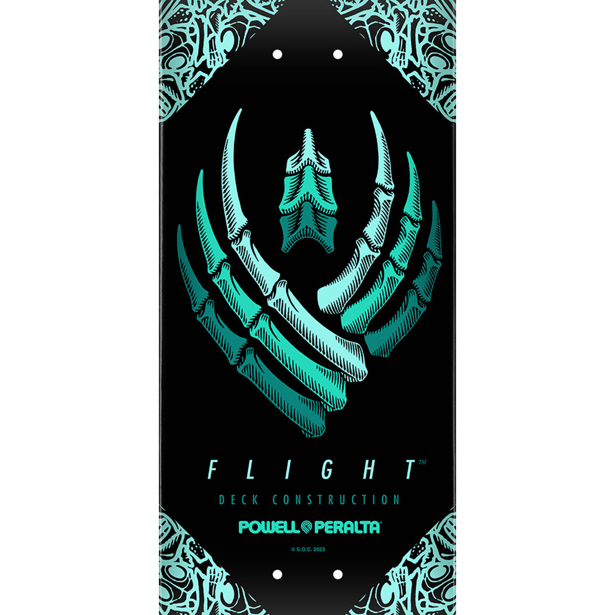 Powell Peralta Bones Flight Skateboard Deck 8.25 Teal Powell Peralta Bones Flight Skateboard Deck 8.25 Teal