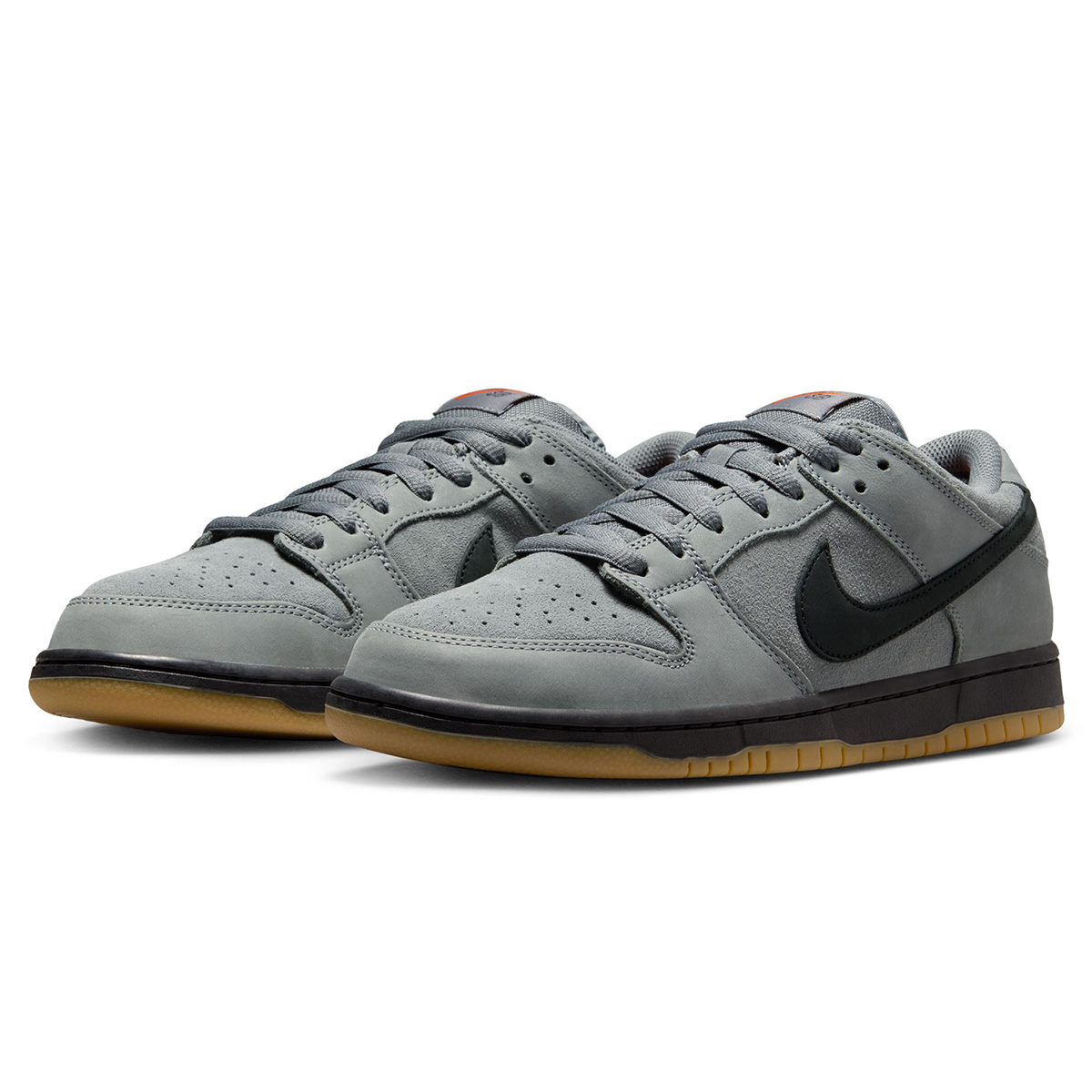 Nike SB Dunk Low Pro Cool Grey/Black-Cool Grey-Dk Grey-Gum Lt Brown-Safety Orange