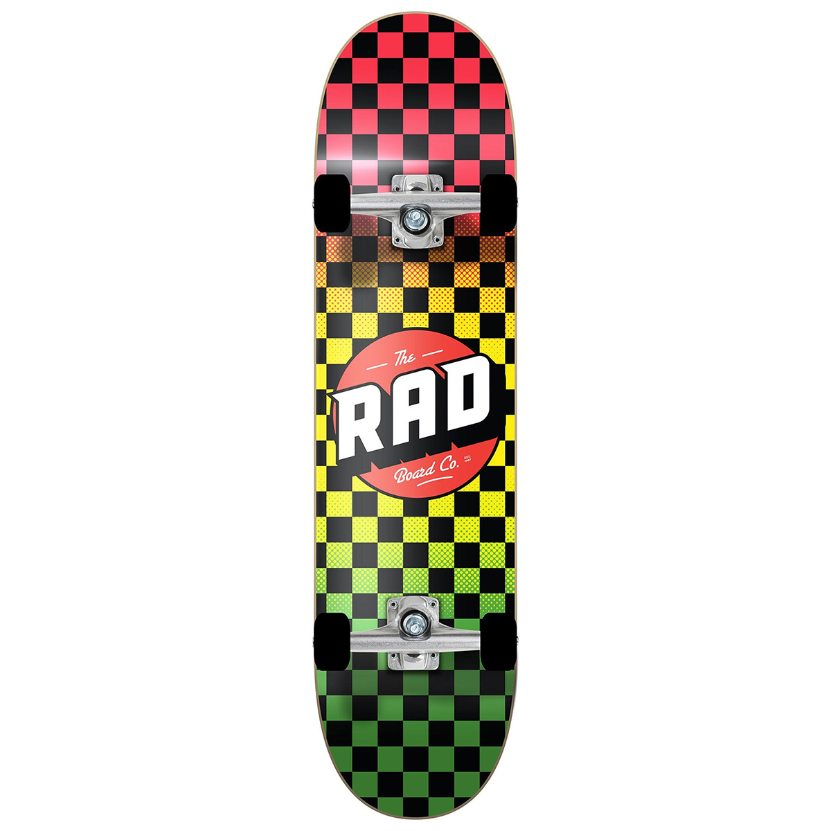 Rad Checkers Dude Crew Complete Skateboard Rasta Fade 8.0 Rad Checkers Dude Crew Complete Skateboard Rasta Fade 8.0