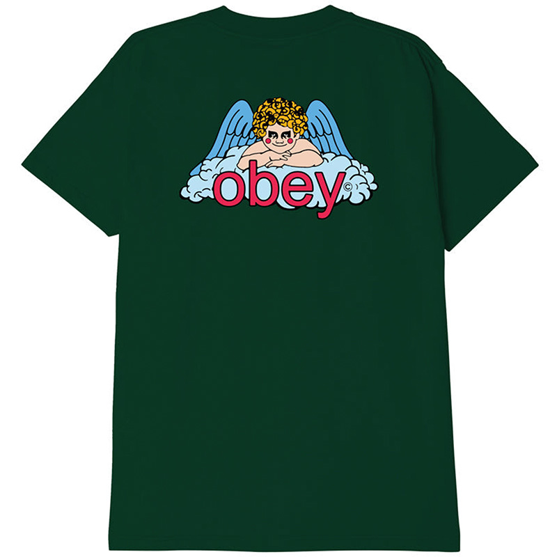 Obey Heaven Angel T-Shirt Forest Green