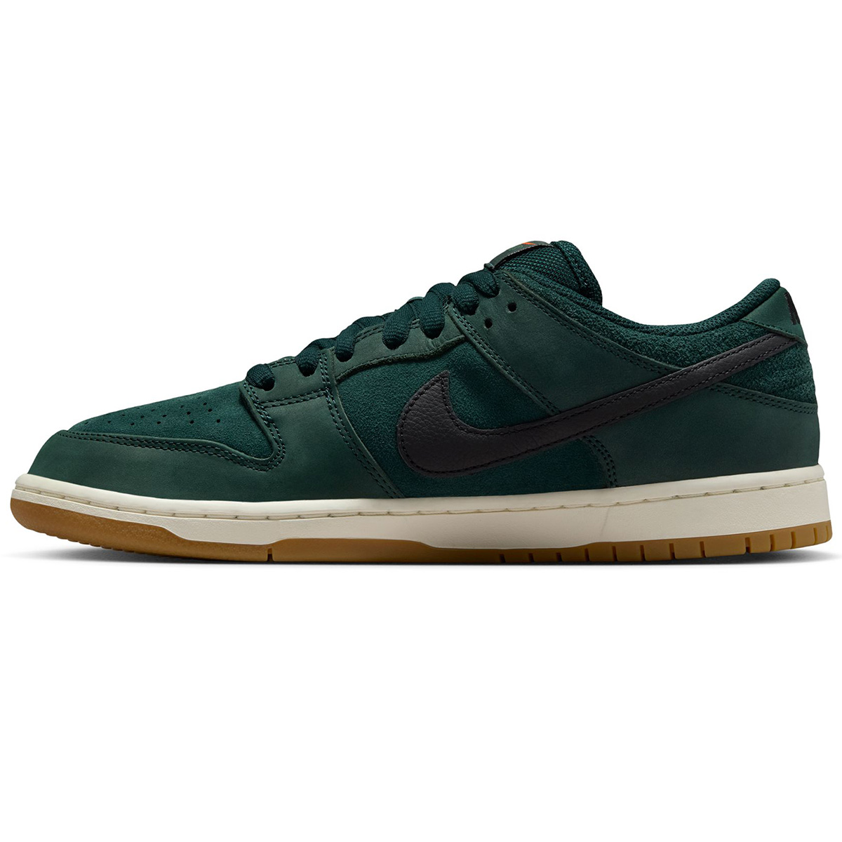 Nike SB Dunk Low Pro Deep Fir/Black-Fir-Sail-Gum Lt Brown-Safety Orange