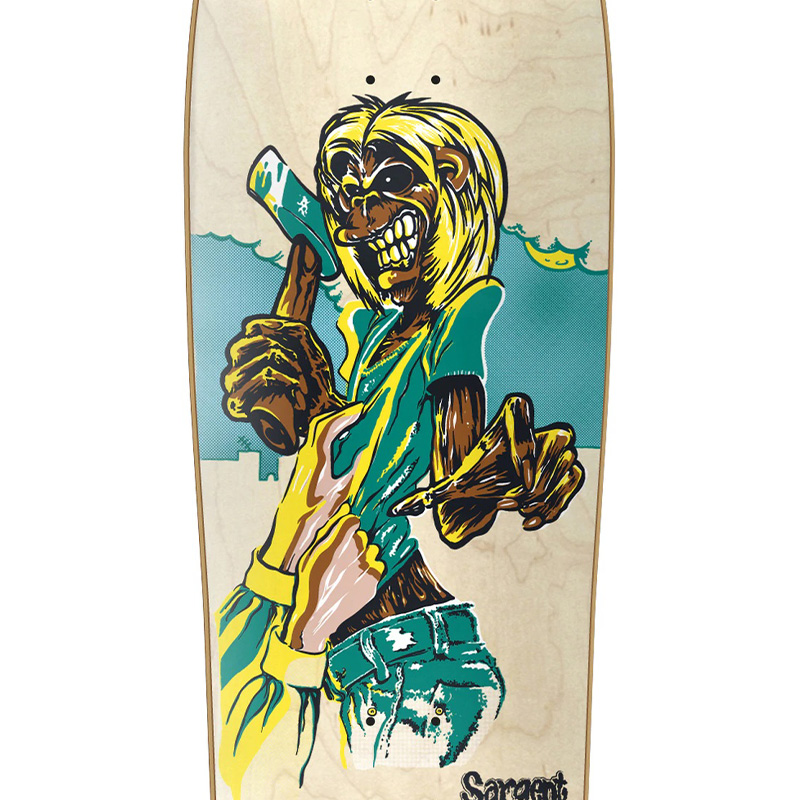 New Deal Sargent Killers Screen Printed Skateboard Deck Natural 9.825