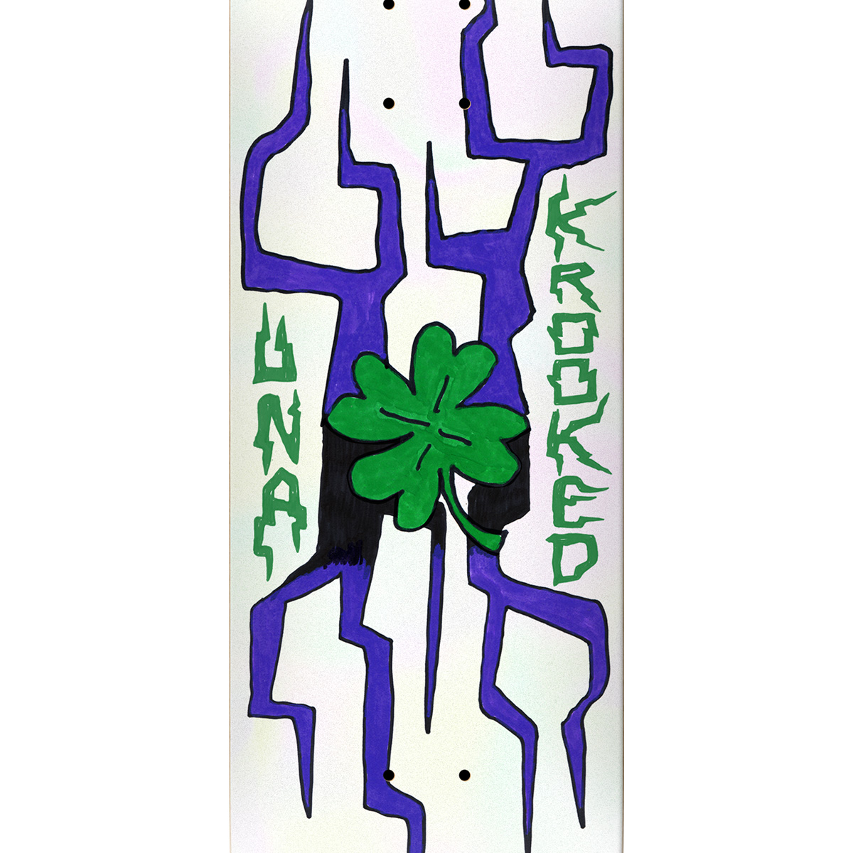 Krooked Una Lightning Clover Skateboard Deck White 8.28