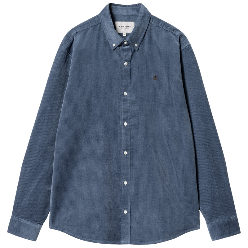 Carhartt WIP Madison Fine Cord Longsleeve Shirt Hudson Blue/Black