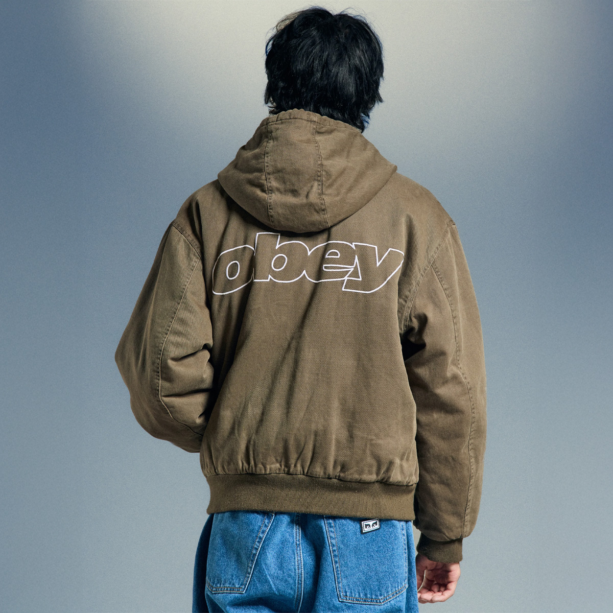 Obey Randy Zip Up Hooded Jacket Wren Faded Wash