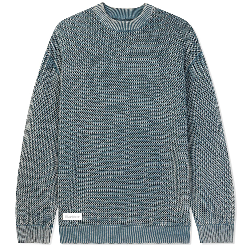 Butter Goods Washed Knitted Crewneck Sweater Washed Navy Butter Goods Washed Knitted Crewneck Sweater Washed Navy
