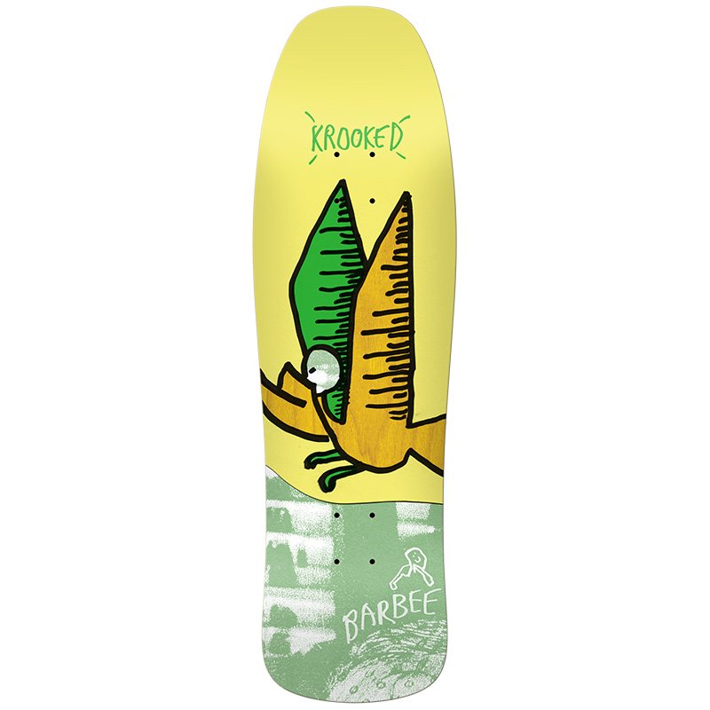 Krooked Barbee Flight Skateboard Deck Yellow 9.5 Krooked Barbee Flight Skateboard Deck Yellow 9.5