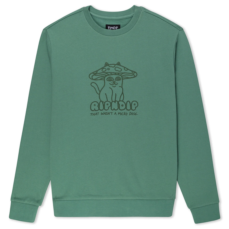 RIPNDIP Shroom Cat Crewneck Sweater Pine