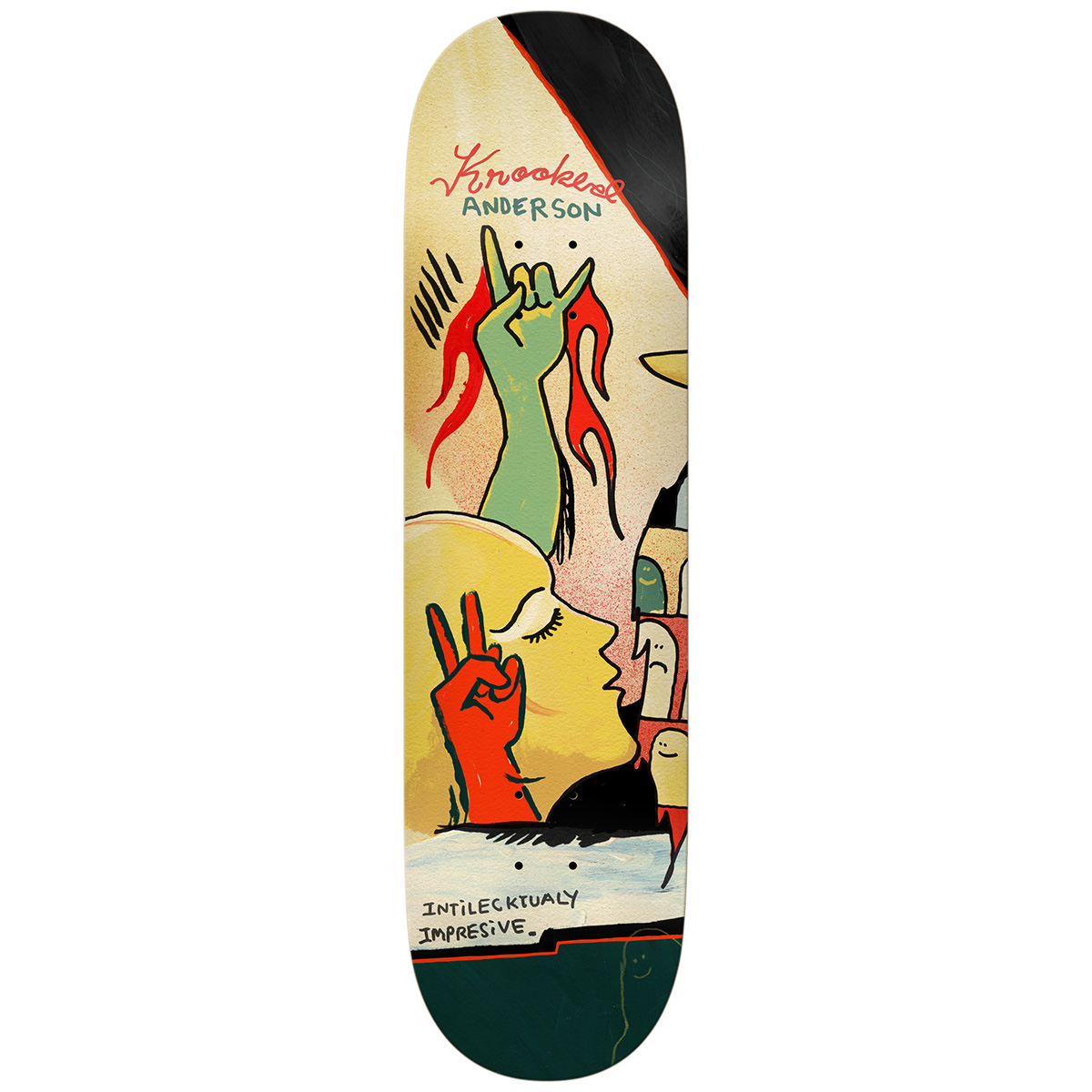 Krooked Manderson Three Star Skateboard Deck Multi 8.38