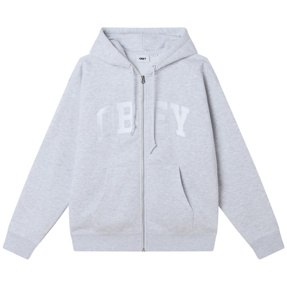 Obey Collegiate Zip Hooded Sweater Ash Grey