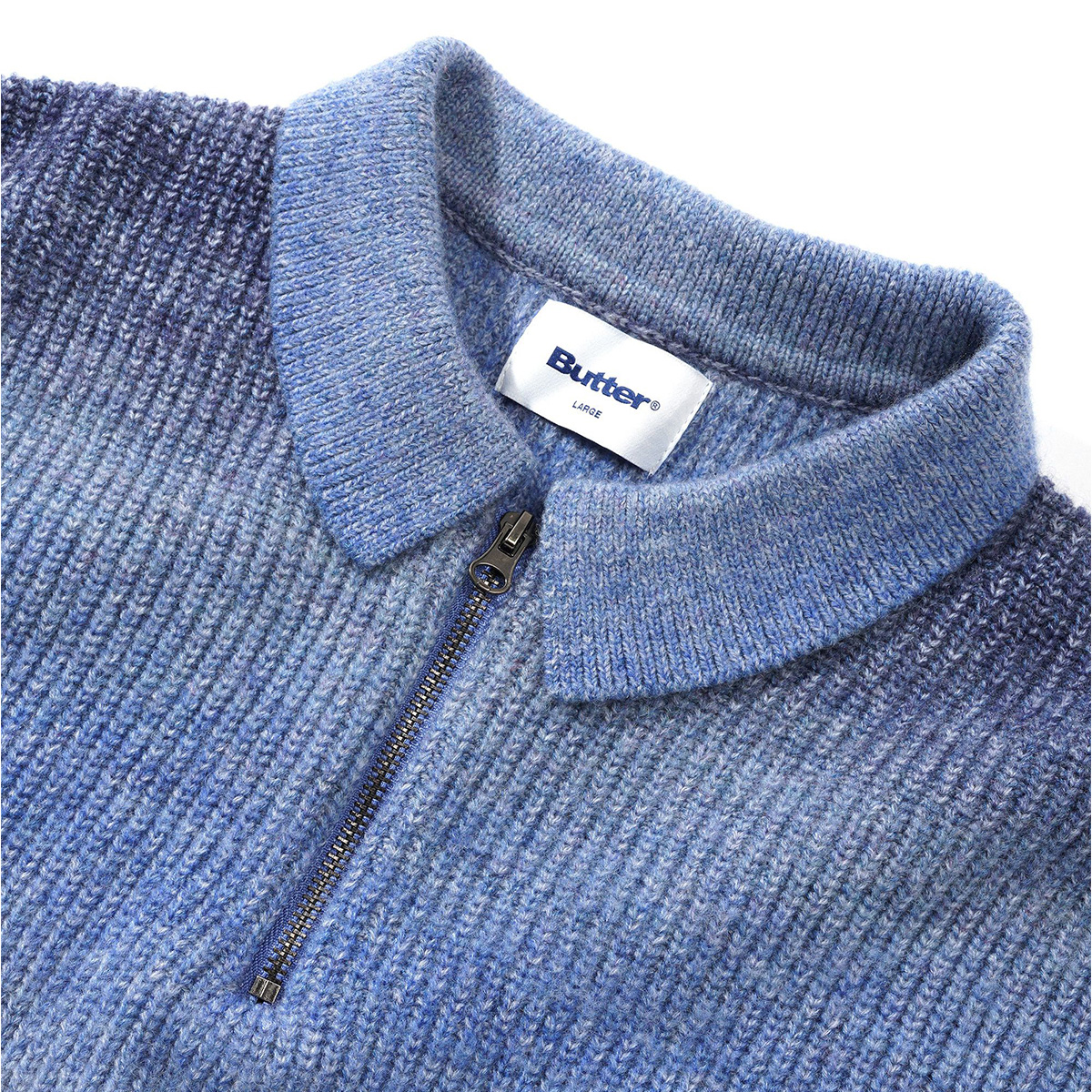 Butter Goods Beams 1/4 Zip Knit Polo Blue Butter Goods Beams 1/4 Zip Knit Polo Blue
