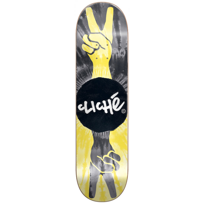 Clich��� Peace RHM Skateboard Deck Yellow/Black 8.5