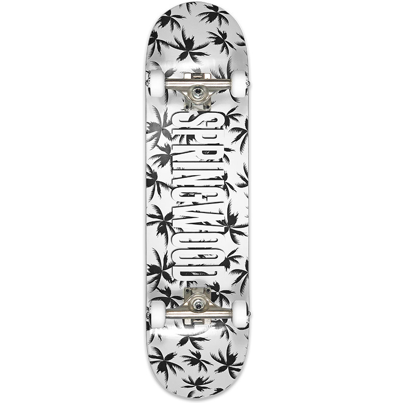 Springwood Palms Black White Complete Skateboard 8.125