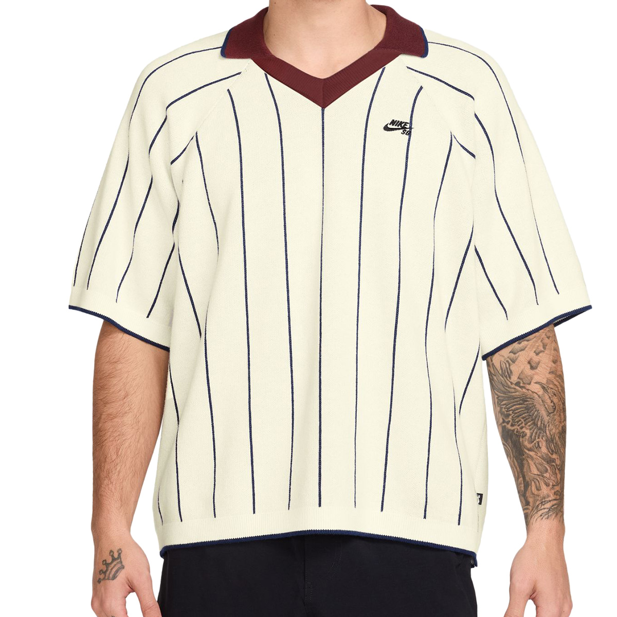 Nike SB Stripe Shortsleeve Polo Sweater Sail/Midnight Navy/Dark Team Red
