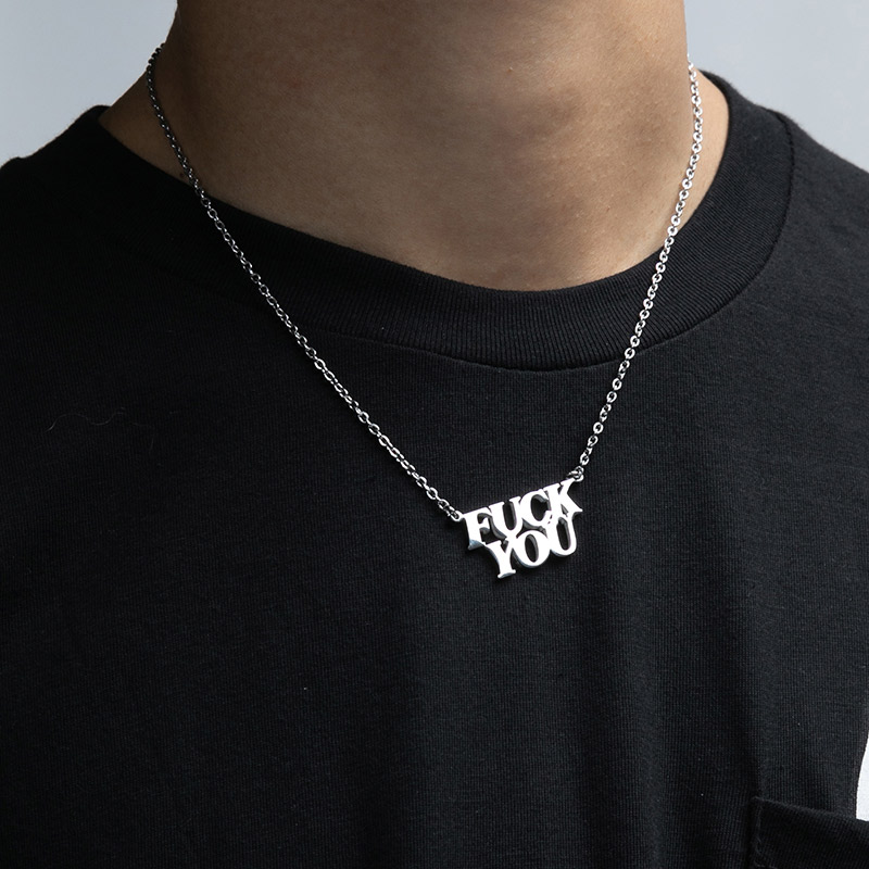 RIPNDIP Fuckin Fuck Pendant Necklace Silver