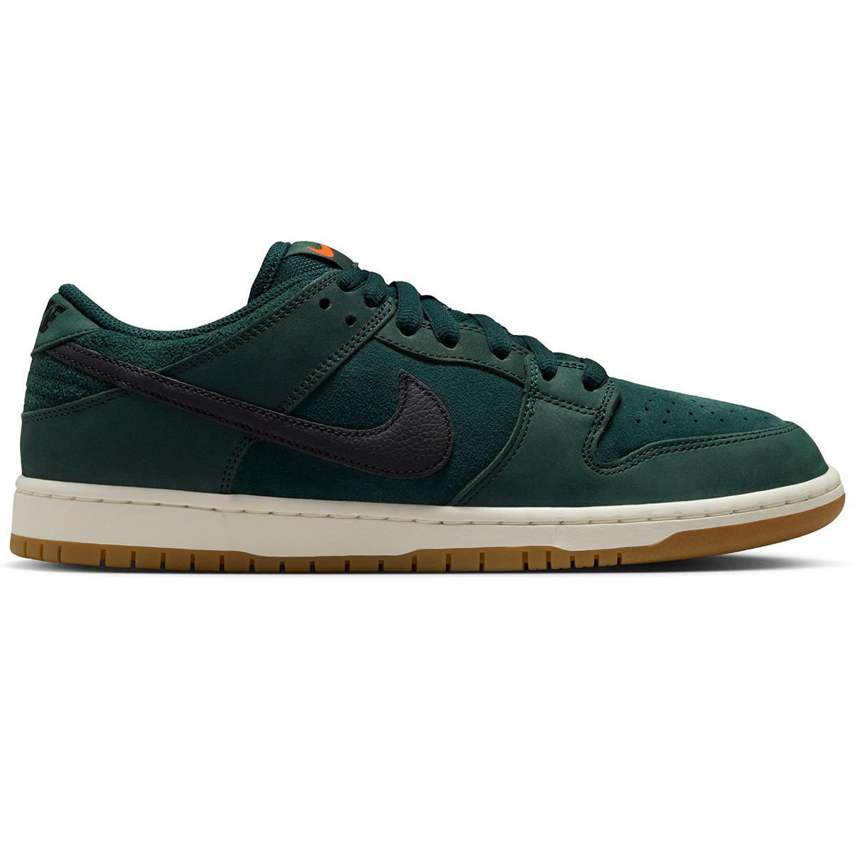 Nike SB Dunk Low Pro Deep Fir/Black-Fir-Sail-Gum Lt Brown-Safety Orange