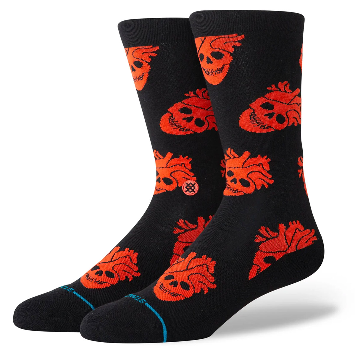 Stance Fallin In Skull Crew Socks Black Stance Fallin In Skull Crew Socks Black