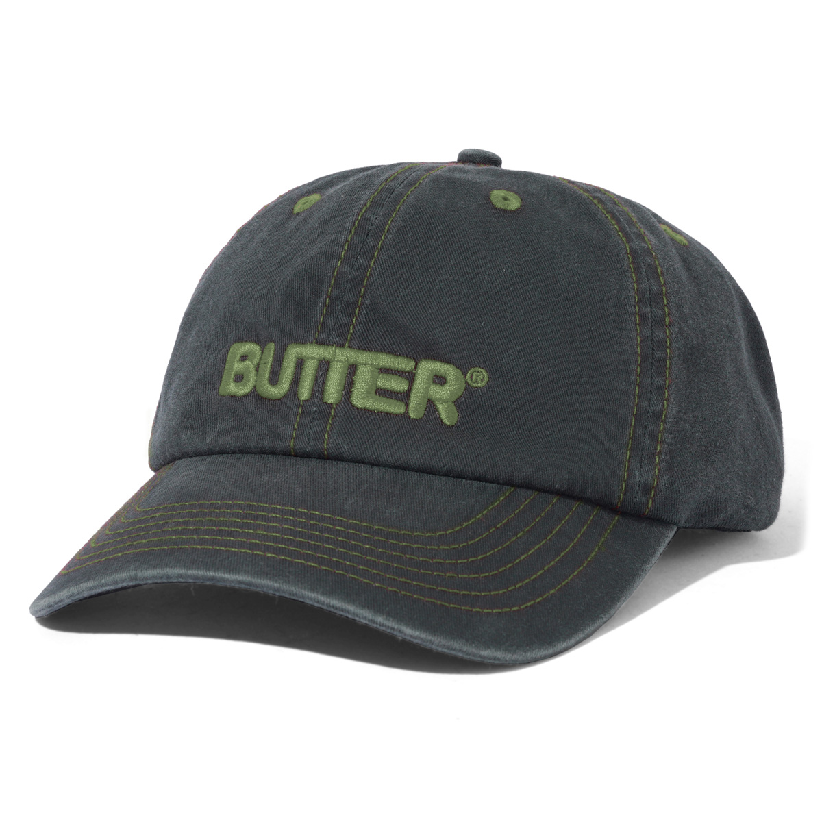 Butter Goods Rounded Logo 6 Panel Cap Washed Black