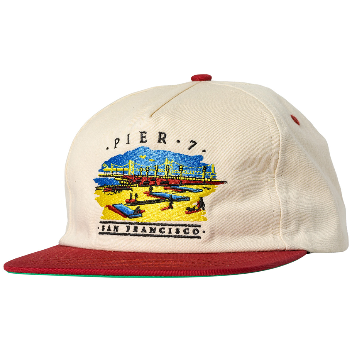 Real Pier 7 Snapback Cap Natural/Maroon