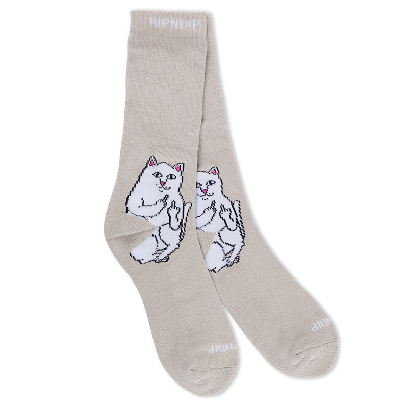 RIPNDIP Lord Nermal Socks Oatmeal Heather RIPNDIP Lord Nermal Socks Oatmeal Heather