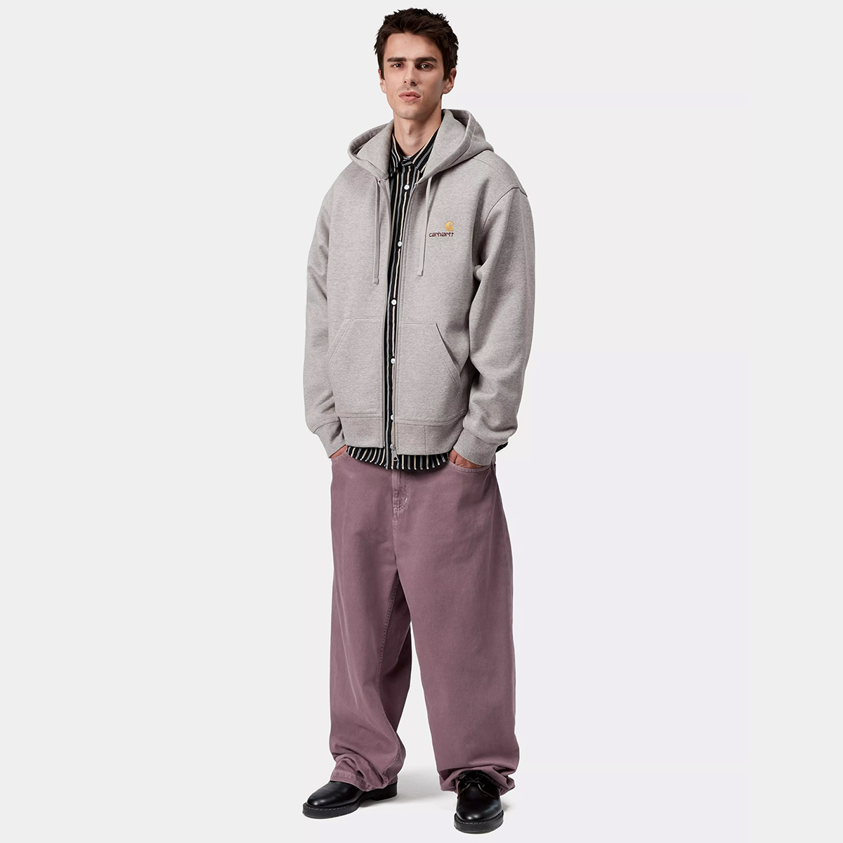 Carhartt WIP Hooded American Script Jacket Grey Heather