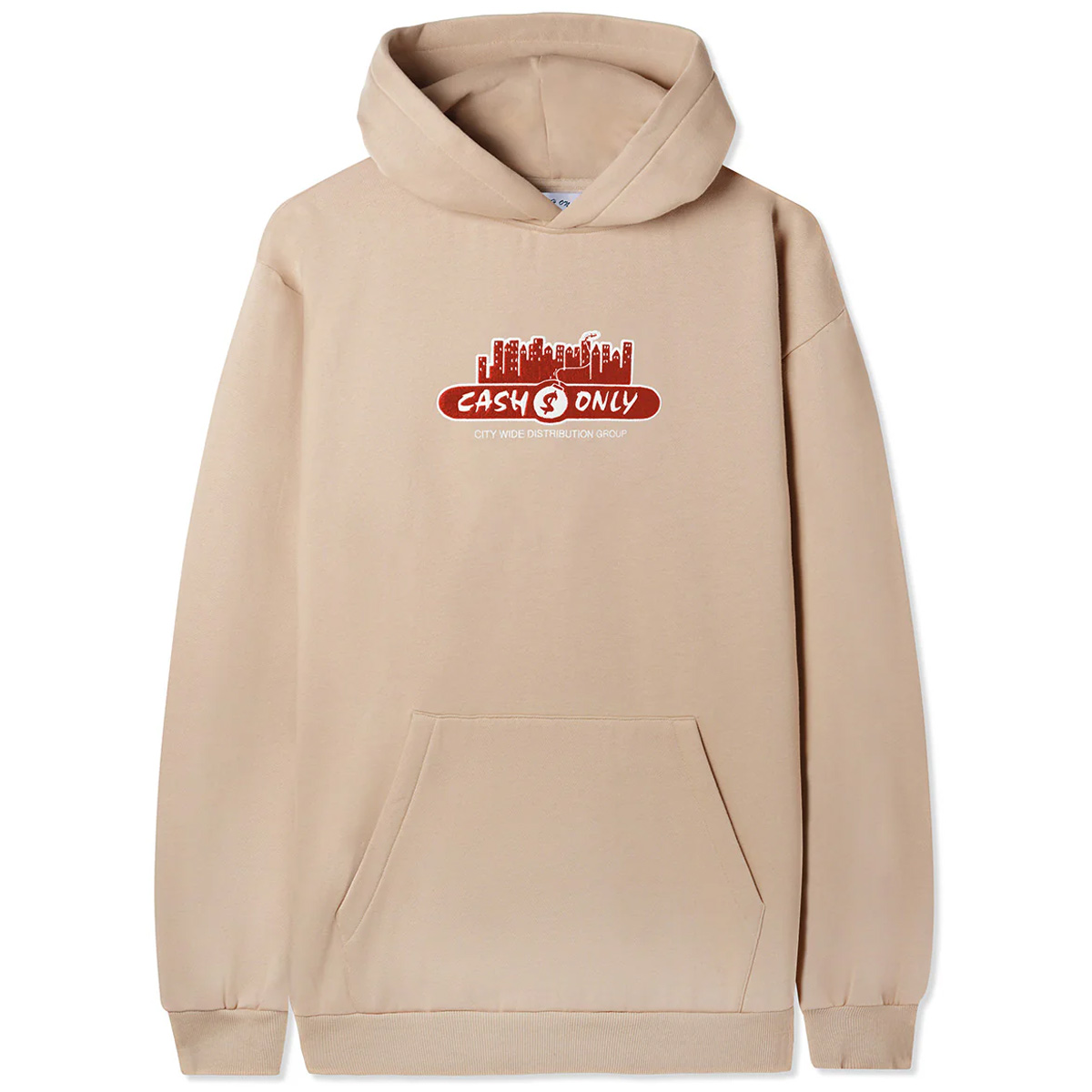 Cash Only Skyline Applique Hooded Sweater Tan