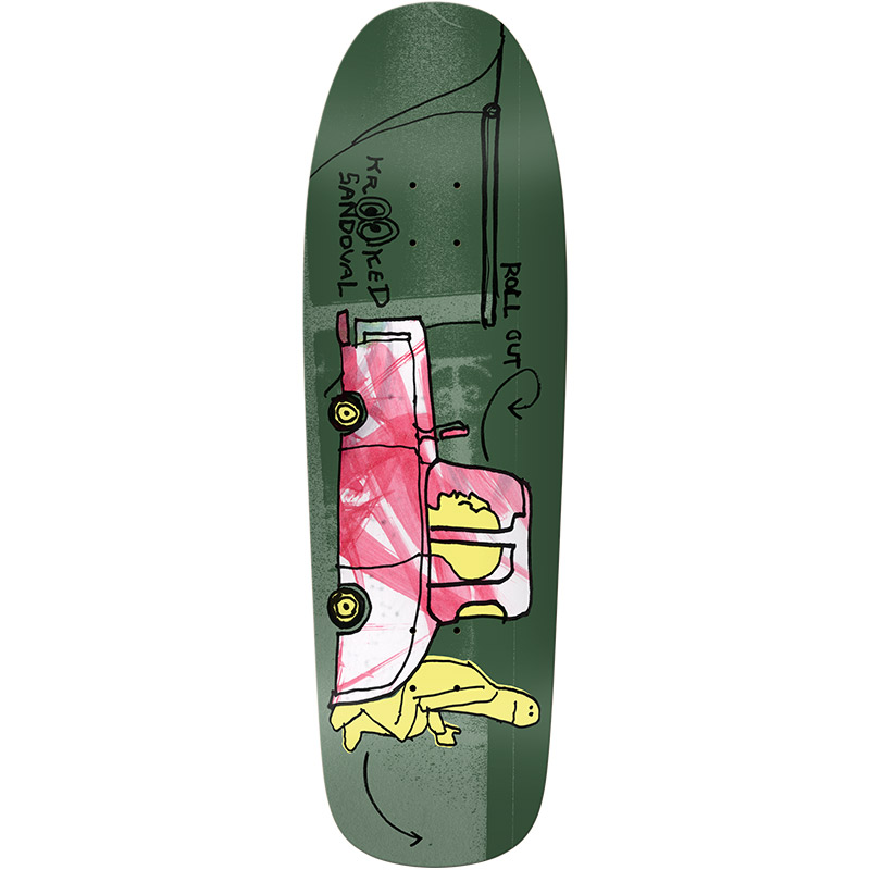 Krooked Sandoval Roll Out Skateboard Deck Green 9.81