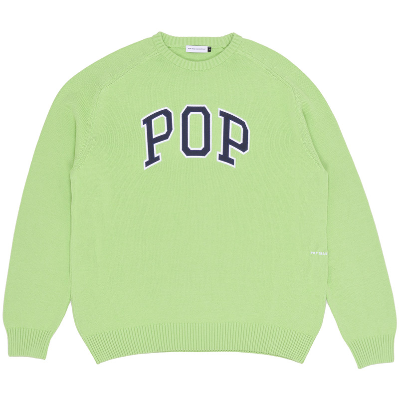 Pop Trading Company Arch Knitted Crewneck Sweater Jade Lime