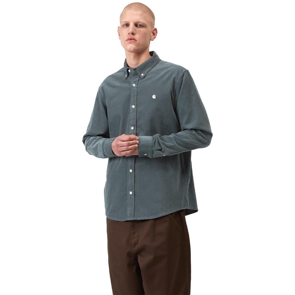 Carhartt WIP Madison Longsleeve Fine Cord Shirt Cozy Blue/Wax