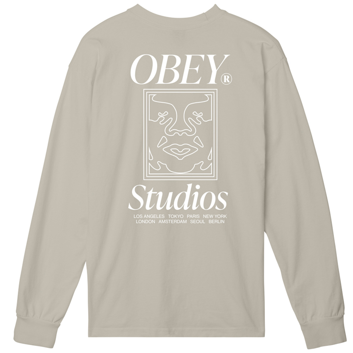 Obey Studios Icon Longsleeve T-Shirt Silver Grey Obey Studios Icon Longsleeve T-Shirt Silver Grey