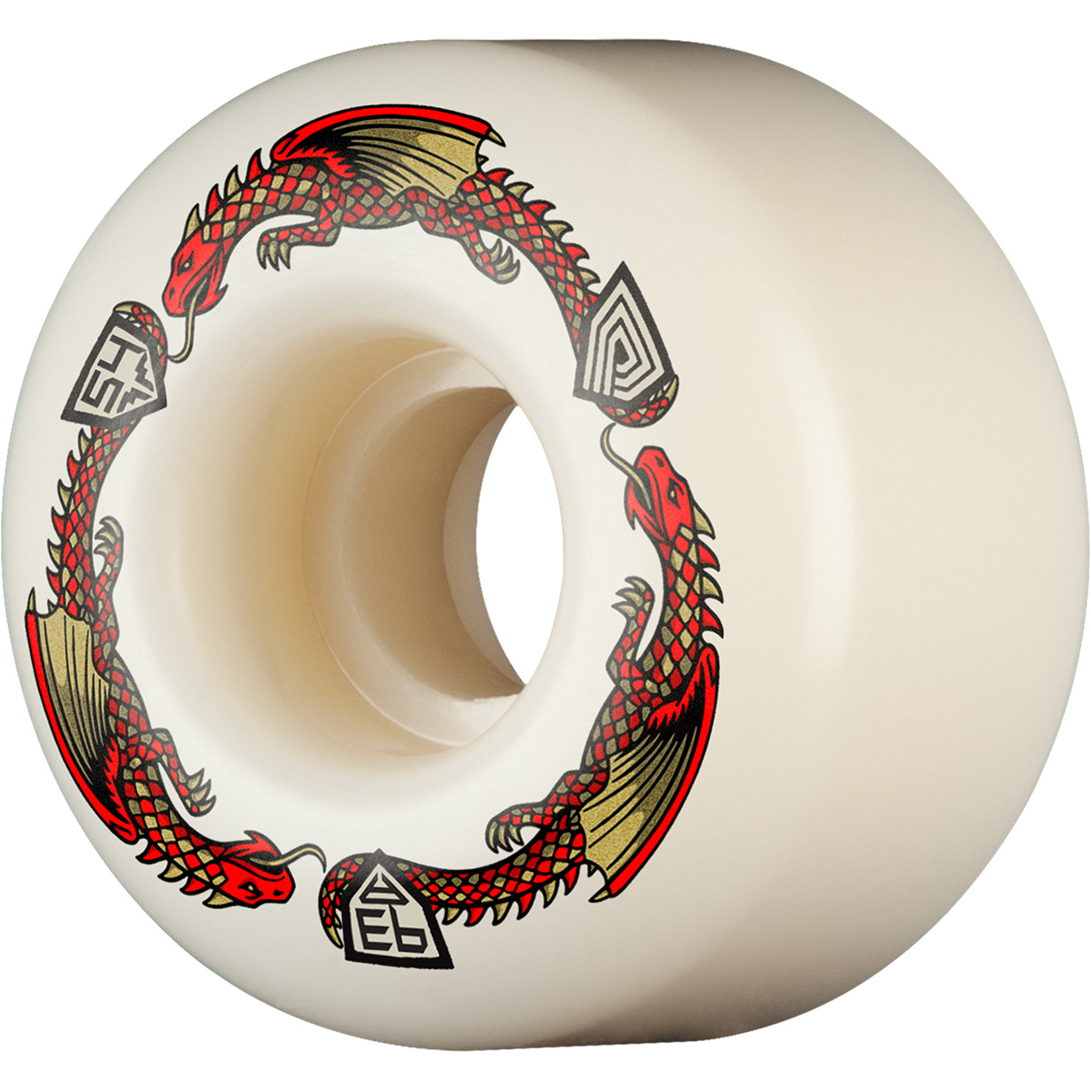Powell Peralta Dragon Formula V4 Wide Wheels White/Red 93A 54mm x 34mm