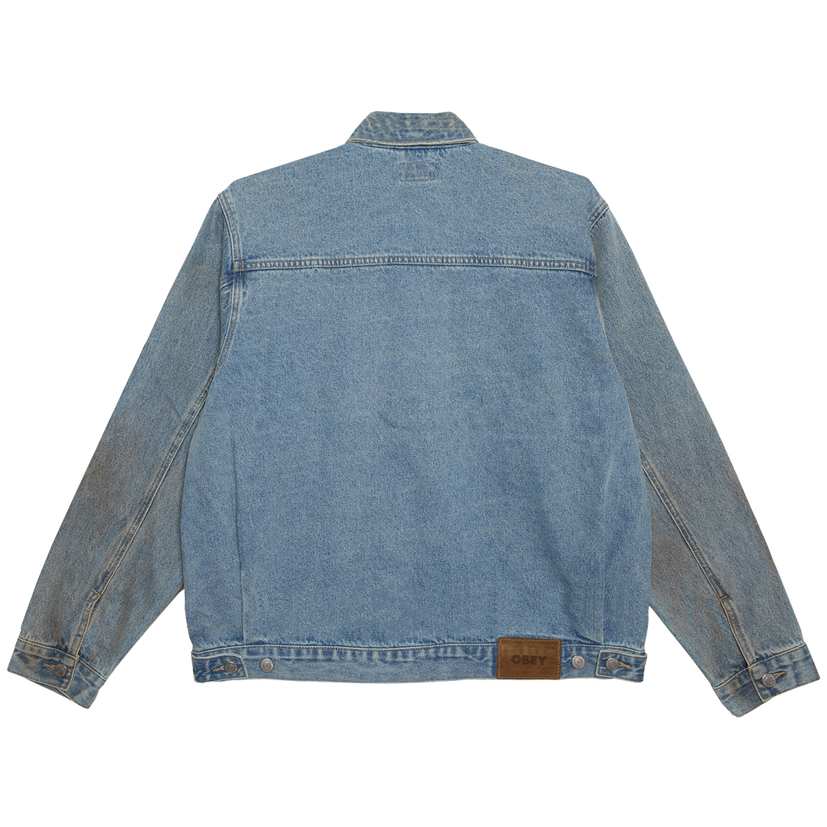 Obey Base Trucker Jacket Heavy Vintage Light Indigo