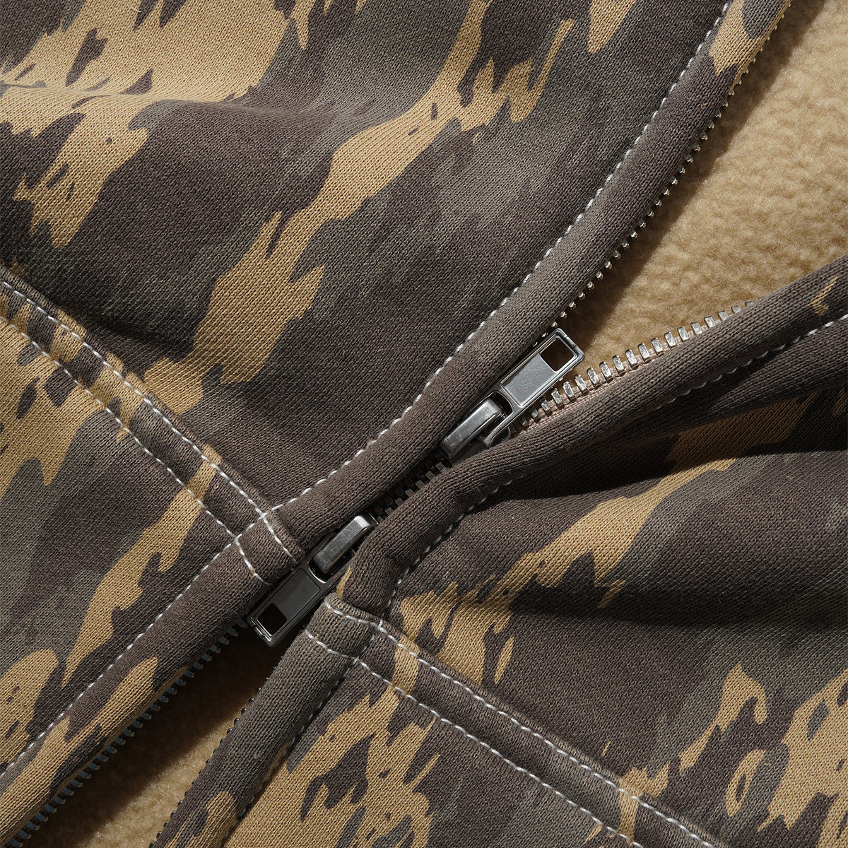 Butter Goods Blotch Zip-Thru Hooded Sweater Washed Camo