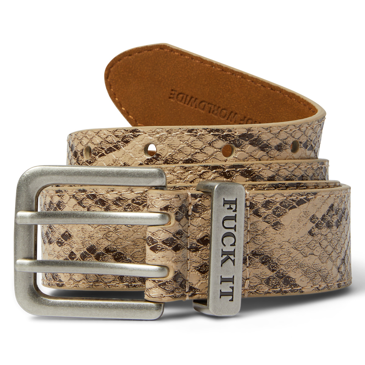 HUF Fuck It Snakeskin Belt Brown