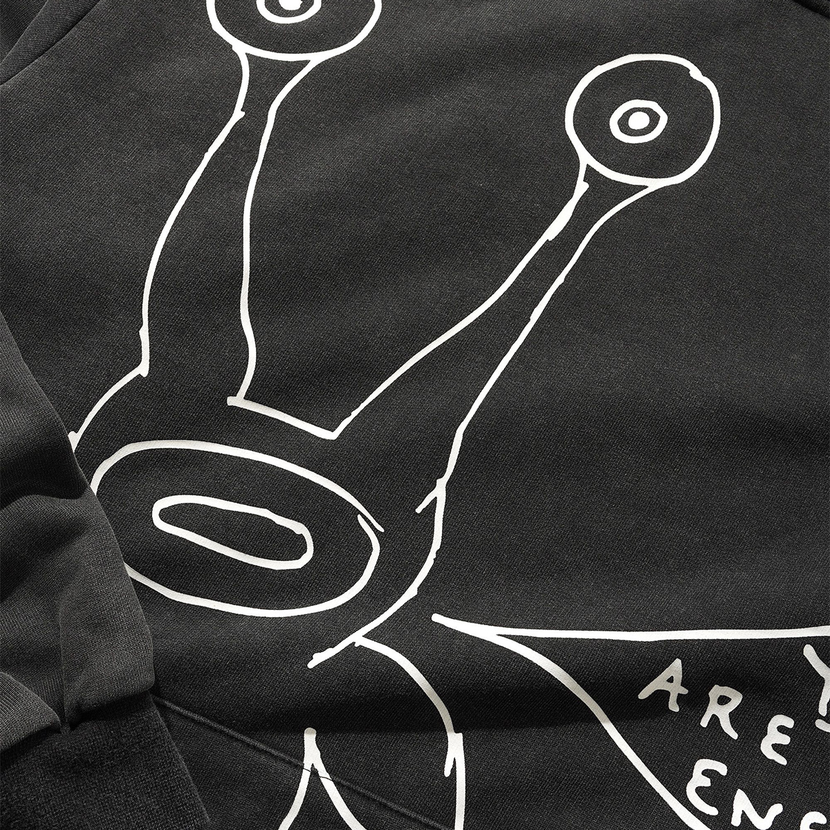 Butter Goods x Daniel Johnston Enemy Hooded Sweater Distressed Washed Black