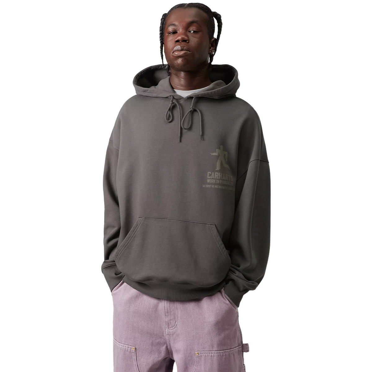 Carhartt WIP Distance Hooded Sweater Graphite Stone Dyed
